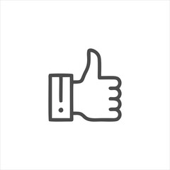 Thumb up icon isolated on white background. Thumb up icon in trendy design style for web site and mobile app. Thumb up vector icon modern and simple symbol.