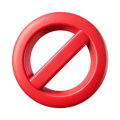 Red Prohibited Symbol 3D Render  Perfect for Warning Signs and App Design, transparent background