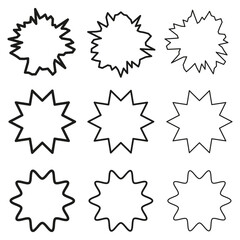 Star edge icon. Decorative shape figure. Spiked abstract symbol. Vector black outline.