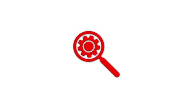 Magnifying Glass with setting icon , 4k video.Search glyph icon, enlarge and exploration. search engine, searching concept logotype icon animation.
