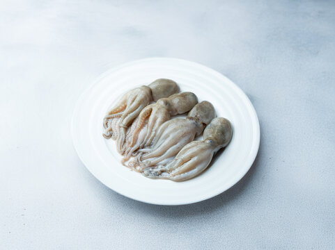 raw short arm octopus on a plate