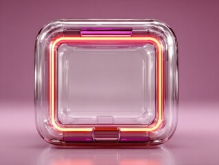 Illuminated clear container modern studio 3d render abstract design close-up light and shadow play