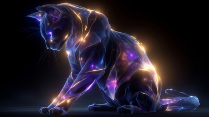 Cosmic Panther with Glowing Stars
