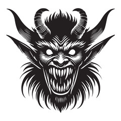 Obraz premium Demon Skull Clipart with Horned Devil Face Silhouette