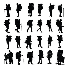 backpacking silhouette set, Black & White silhouette set 