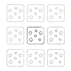 Dot pattern set. Square shape texture. Vector abstract element. Minimal figure design.