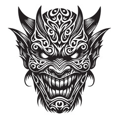 Fototapeta premium Devil Face Silhouette Clipart for Sublimation and Print