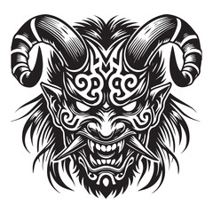 Obraz premium Dark Devil Skull Clipart with Horror Silhouette Vector Design