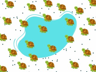 Obraz premium Adorable Turtle Pattern Cute Reptile Illustration for Kids and Nature Lovers