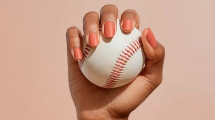 World Softball Day Close-Up of Hand Gripping Baseball Seam with Skillful Technique for Spring Sports Coaching and Earth Day Eco Awareness