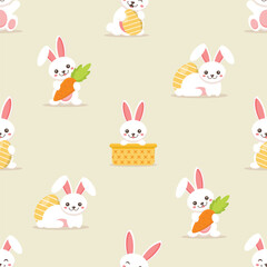 Seamless vector pattern featuring cute rabbits in a playful, minimal style. Ideal for children’s products, textiles, wallpapers, wrapping paper, and digital projects.