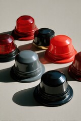 Warning Siren Beacon Set in Modern Matte and Glossy Finishes, Police Alert Systems for Security and Emergency Response Campaigns, Safety and Protection Symbols