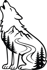 Howling Wolf SVG Silhouette Cut Out Design eps