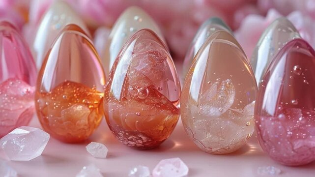 crystal yoni egg in pastel colors