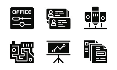 Office, Business, and Production Icons Set - Technology  vector illustration.