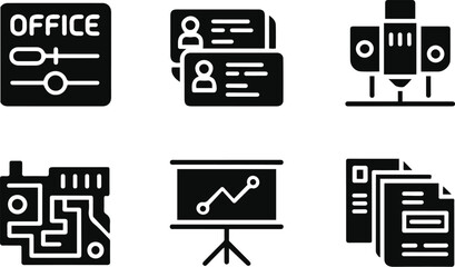 Office, Business, and Production Icons Set - Technology  vector illustration.