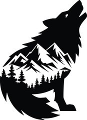 Howling Wolf SVG Silhouette Cut Out Design eps
