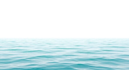 Calm turquoise ocean water stretches to the horizon under a bright white sky on a sunny day