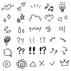 手描きの絵文字風あしらい　イラストアイコンセット
