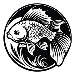 silhouette fish seabass on white background, vector illustration