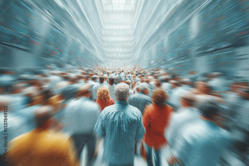 Poster Dynamic Nasdaq Trading Floor with Crowds and Digital Market Data Displays Capturing Fast-Paced Business Innovation and High-Stakes Financial Action