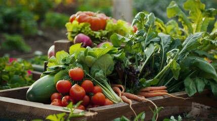 A family gardening for fresh vegetables. in a sunny backyard