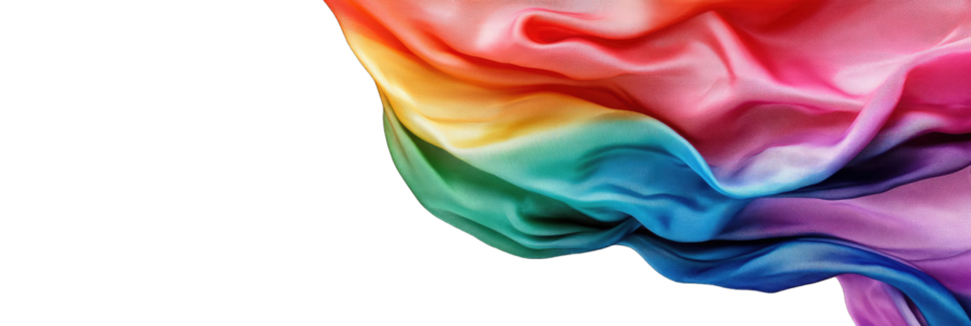 Colorful fabric draped in rainbow hues