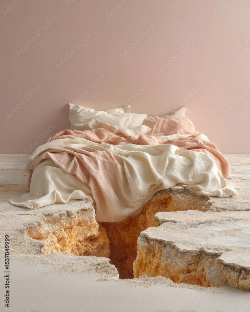Aufkleber Aftershock Tectonic Fault in Open Plain with Jagged Earth Split Showing Geological Movement for Scientific and Environmental Awareness Content