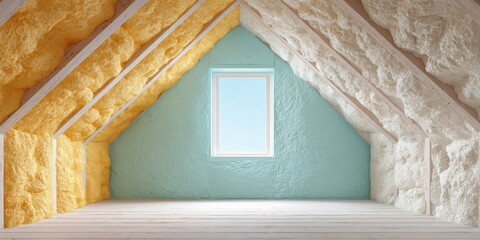 Modern Wooden Attic Retrofit with Visible Eco-Friendly Insulation Layers and Skylight Window for Sustainable Home Renovation and Value Improvement