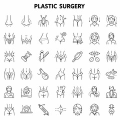 Plastic surgery icons set.