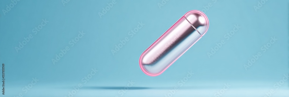 Aufkleber modern allergy relief concept with sleek metallic epipen case floating in minimalist blue background