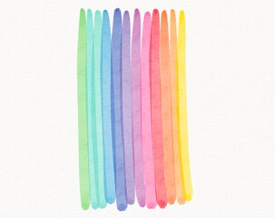 Vertical rainbow strokes in watercolor with a soft gradient effect, symbolizing strength in diversity and harmony