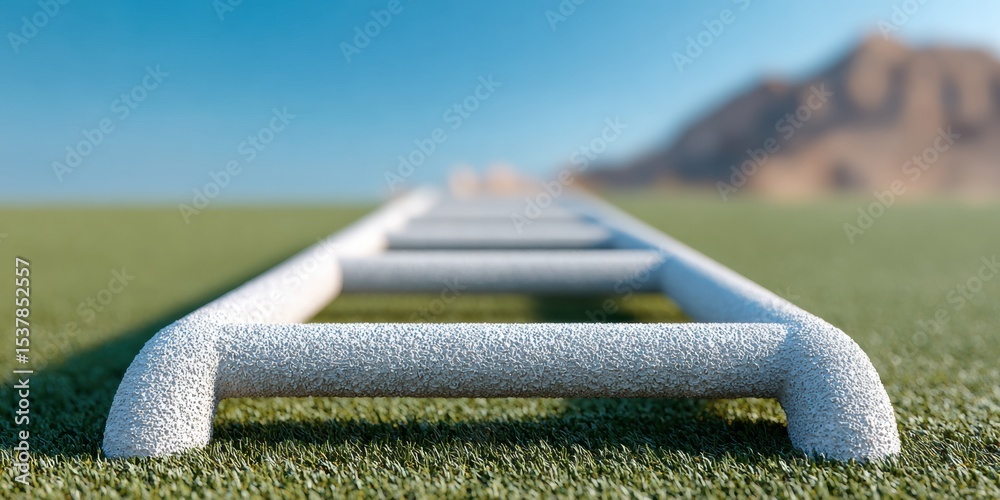 Poster agility ladder training on artificial turf with athletes in tropical sunlight for athletic performan