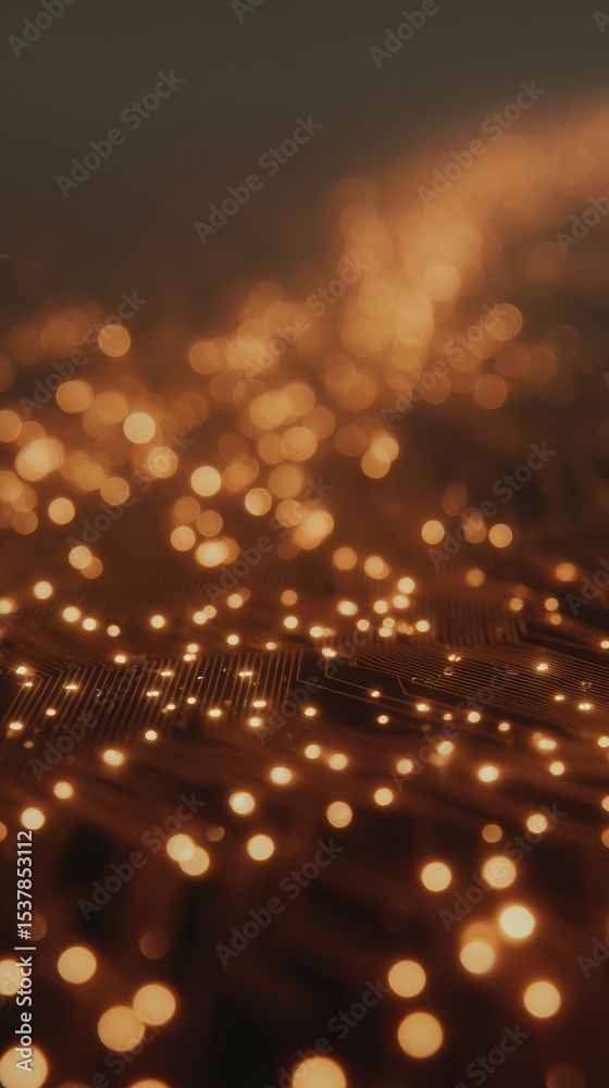 Aufkleber Quantum Internet Circuit Board with Illuminated Pathways and Nodes on Dark Surface Symbolizing Advanced Computational Networks and Technology Infrastructure