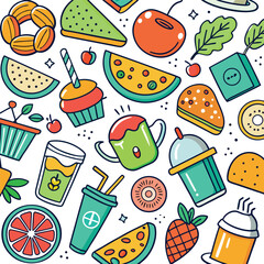 Food and drink doodle