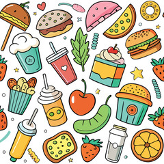 Food and drink doodle