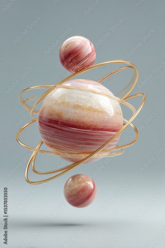 Poster futuristic magnetosphere exotic exoplanet with dynamic gold energy streams and atmospheric features 