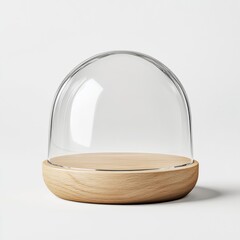Elegant Glass Dome Display with Wooden Base Perfect for showcasing treasured items home decor or small plants adding a touch of modern style to any space.