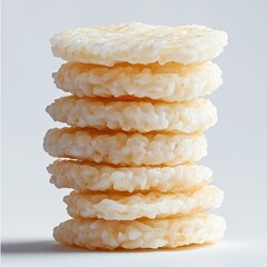 A stack of crispy rice cakes provides a delightful snack or healthy addition to any meal showcasing a light and airy texture perfect for diverse culinary uses.