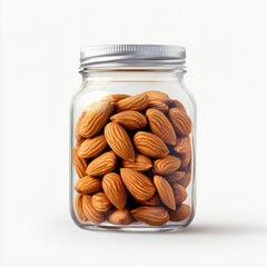 A glass jar brimming with healthy almonds ready for snacking or culinary creations offers a nutritious and delicious treat perfect for enhancing recipes or enjoying as a wholesome snack.