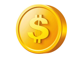 3D Of Golden Dollar Coin on Transparent Background