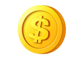 Obraz premium 3D Golden Dollar Coin on Transparent Background