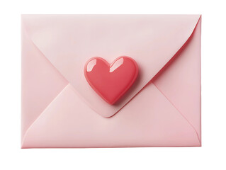 3D Of Pink Envelope with Red Heart Seal on Transparent Background