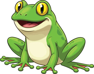 Fototapeta premium Cheerful Cartoon Frog with Bright Yellow Eyes vector illustration