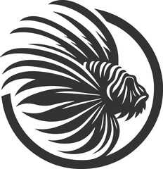 Vector illustration silhouette of a lionfish black drawing