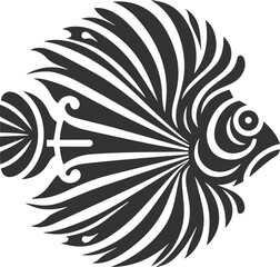 Vector illustration silhouette of a lionfish black drawing