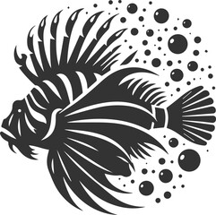 Vector illustration silhouette of a lionfish black drawing