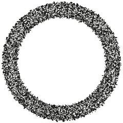 Dotted circle frame. Textured vector border. Geometric round shape. Grunge point pattern.