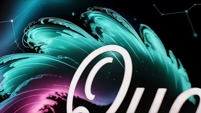 The words Quantum Flow appear over an abstract, swirling background of pink and teal cosmic energy, set against a dark, starry sky