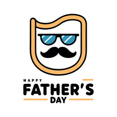 A stylish and heartwarming Happy Father's Day logo design featuring elegant typography, a mustache icon, and decorative elements. Perfect for greeting cards, posters, social media posts, banners, and 